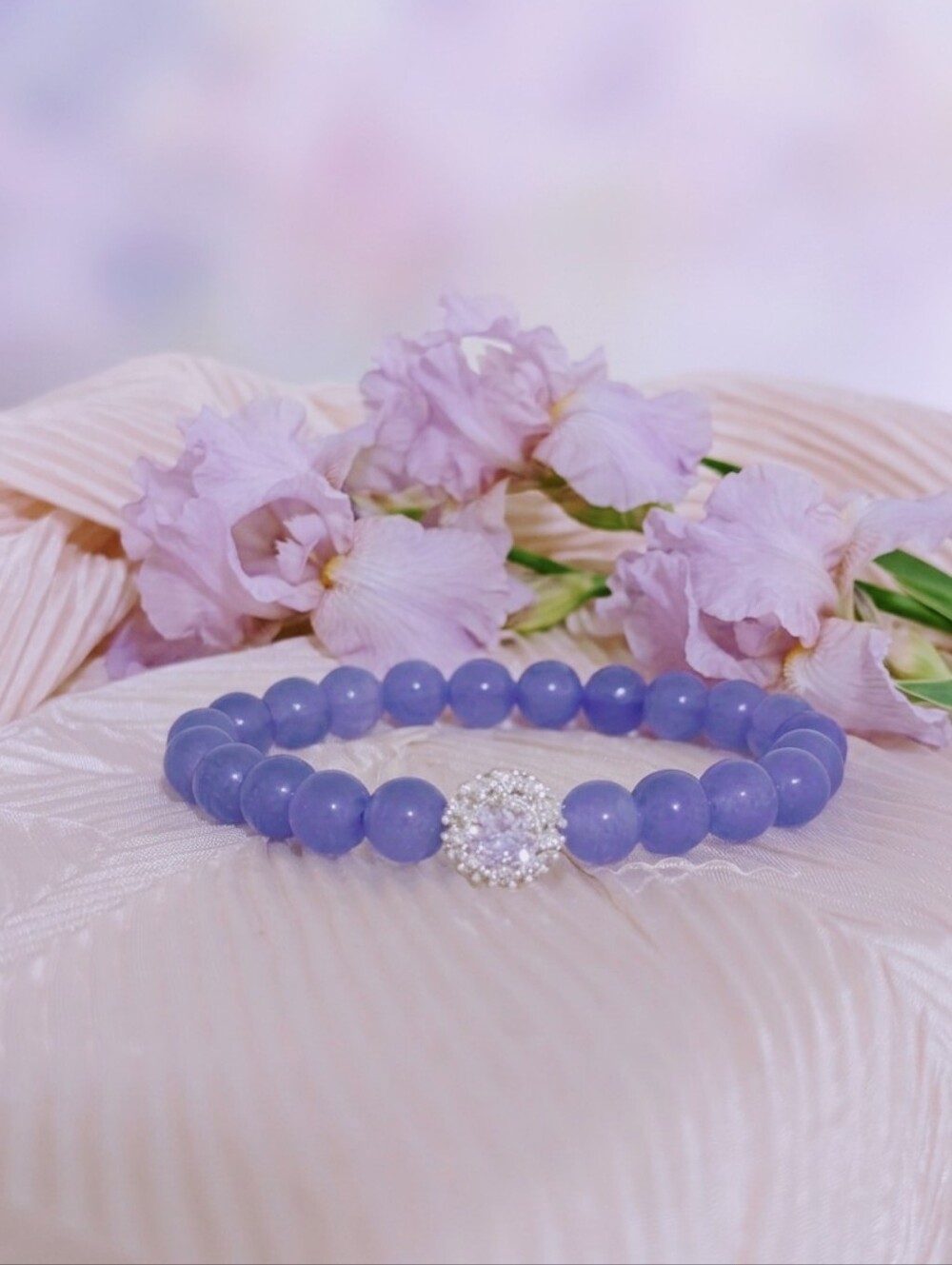 Jade Bracelet With Cubic Zirconia Accent